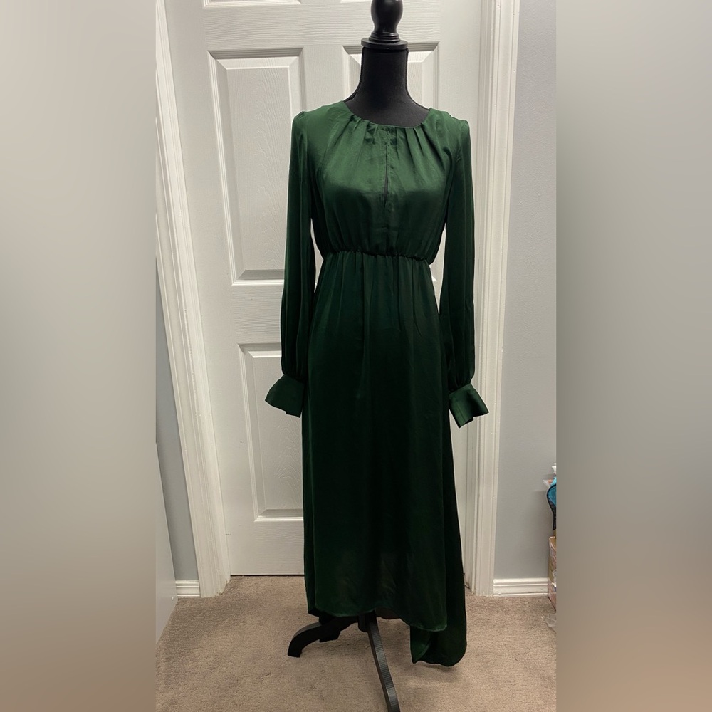 Elegant Green Long Sleeve Dress